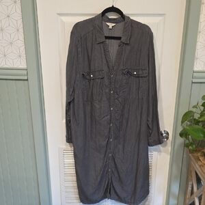 Terra & Sky Charcoal Button-Up Dress